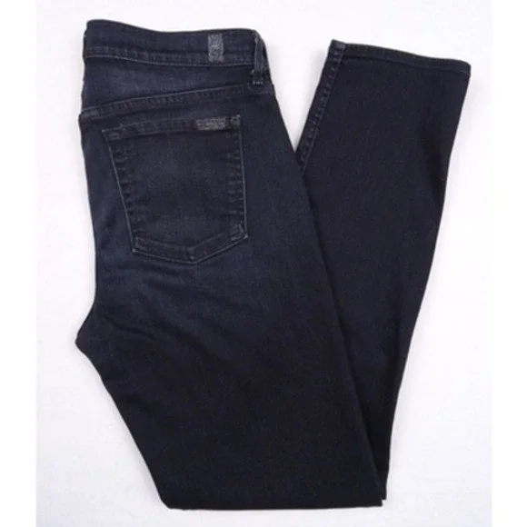 7 For All Mankind Womens Jeans Size 27 Black Denim The Relax Skinny Mid Rise‎
