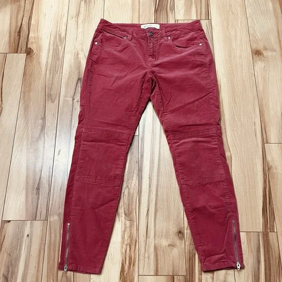 Carve Designs Sz 6 Pink Moto Style Corduroy Zippered Ankle Skinny Mid Rise