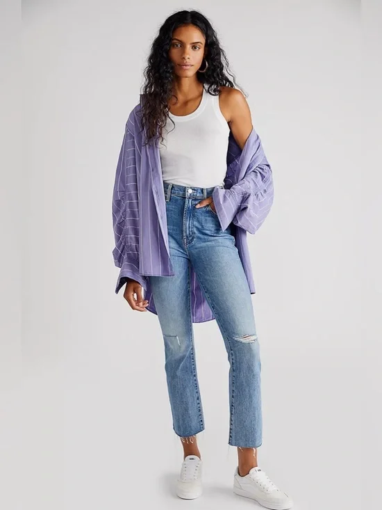 MOTHER The Hustler Ankle Fray Jeans in Can’t Stop Staring 28