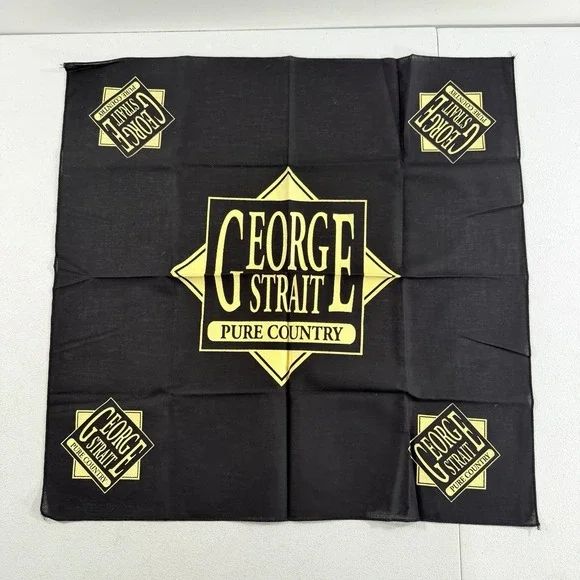 Vintage George Strait Country Music Pure Country Black Bandana Scarf 21