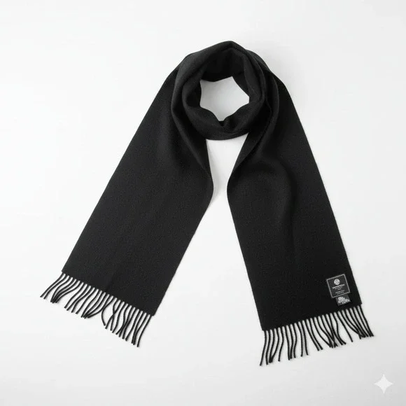 Swanndri New‎ Zealand 100% Wool Black Fringe Scarf OSFA Winter Warm Unisex Wrap