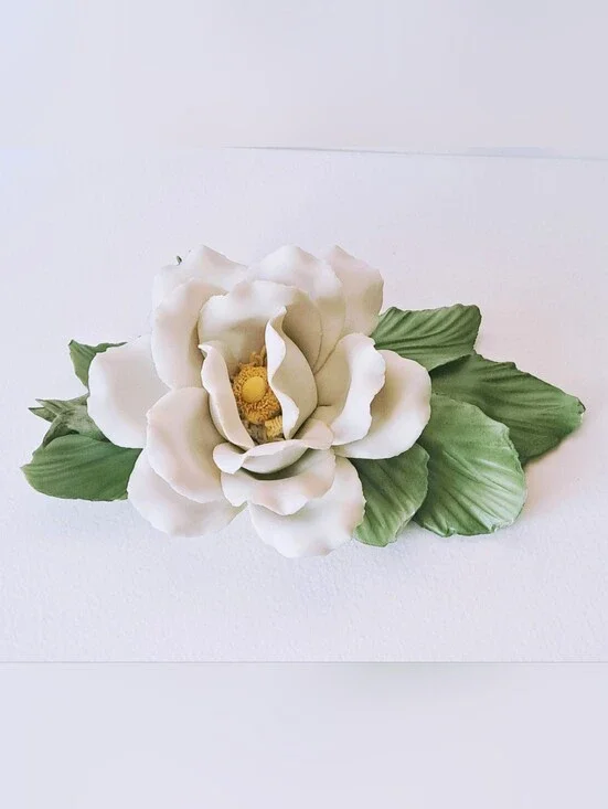Vintage Franklin Mint Capodimonte White Rose Porcelain Italy Rosa Alba 6.25”