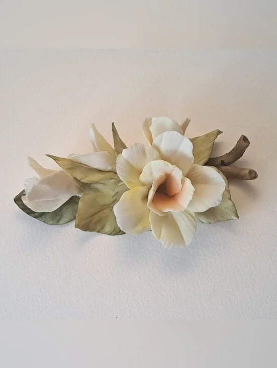 Vintage Golden Crown E&R Italy Porcelain Yellow Flower on Stems