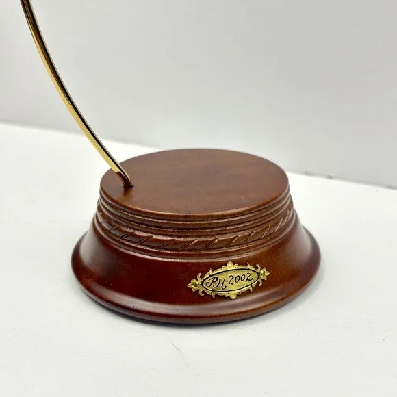 Vintage Princess House Ornament Stand Hanger 2555 Wood Base Gold Metal Display