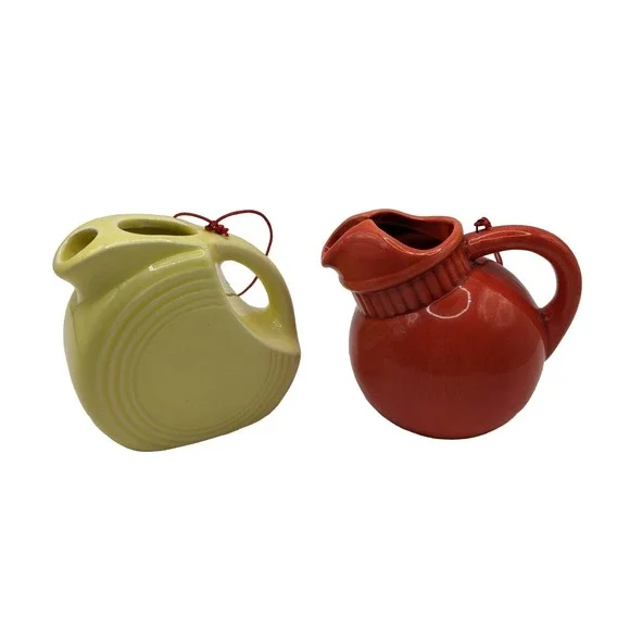 Seasons of Cannon Falls Red Orange‎ Ball Pitcher Yellow Disc Jug Ornaments