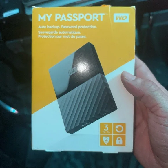 WD My Passport 3TB External Hard Drive - Black/Yellow Packaging NEW