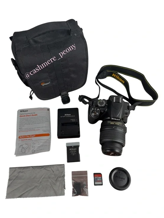 Nikon D3100 DSLR Camera Bundle AF Kit 18-55mm Lens Bag Manual Battery 32GBMemory