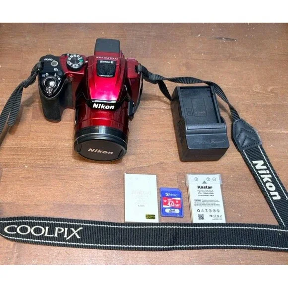 Nikon COOLPIX P500 12.1MP Digital Camera Bundle 2 Batteries Charger 4gb Card