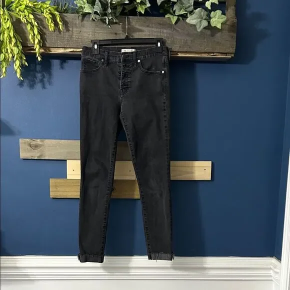 Madewell Women's 9” HR Black Skinny Jeans w/4 button fly. Sz 4T