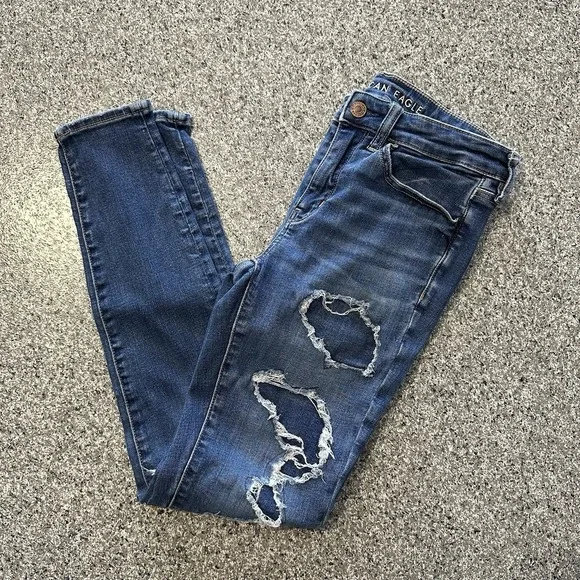 American Eagle Jeans Womens 6 28x28 Mid Rise Jegging Stretch Distressed