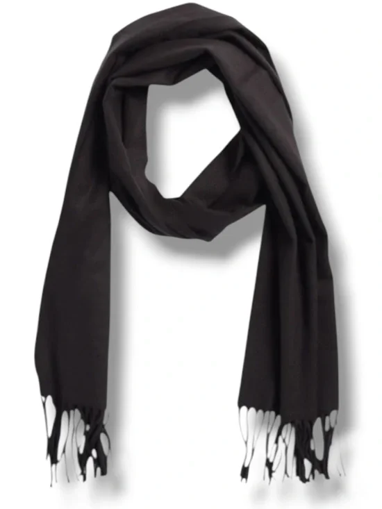 Stewart of Scotland Men’s Black Scarf Fancy Acrylic & Fringe Trim