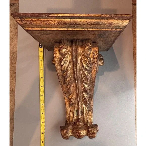 Vtg Florentine Florentia Gold Gilt Scroll Italian Wall Sconce Shelf