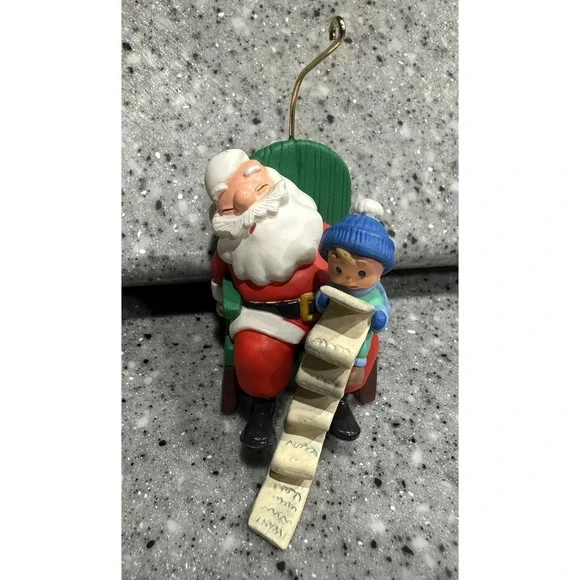 HALLMARK‎ Keepsake 1995 DREAM ON Santa & Child Wish List CHRISTMAS ORNAMENT