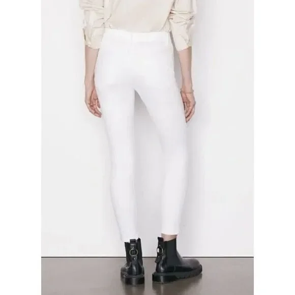 FRAME Le High Skinny White Denim Jeans Ankle W/ Raw Hem Women’s 28 X 28