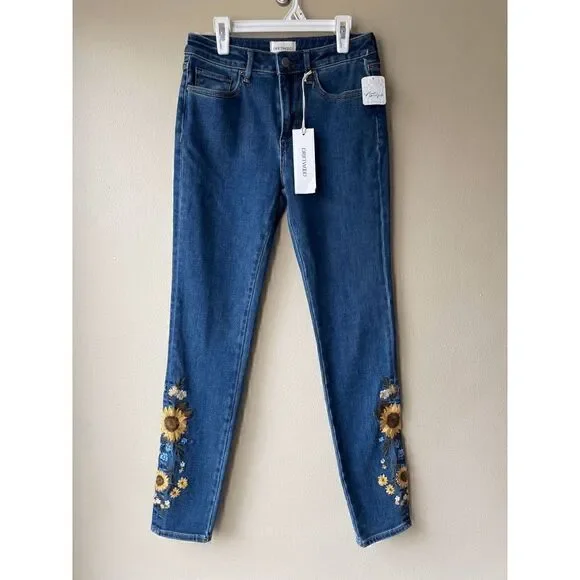 Driftwood Jackie High Rise Skinny Jean Falling Sunflower Women's Waist Size 25