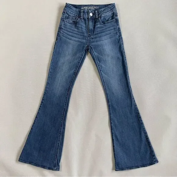 American Eagle Hi-Rise Artist Super Stretch Bootcut Denim Jeans EUC Size 0