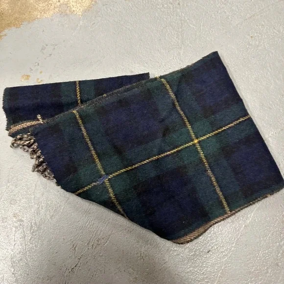 Polo Ralph Lauren Reversible Scarf‎ Lambswool Plaid Herringbone Made in Italy