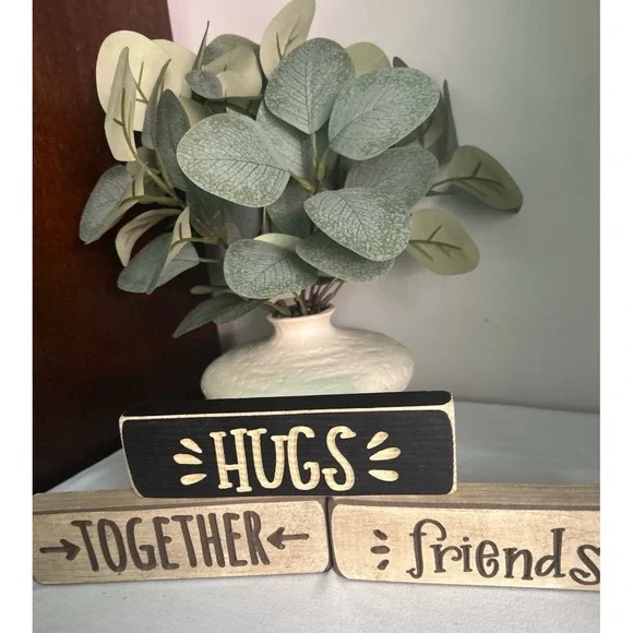3-  Wood Block Words Table/Shelf Farmhouse Decor  WD3