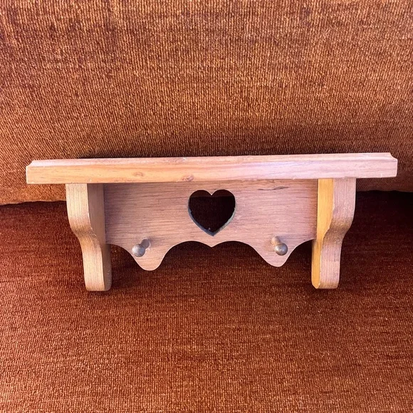 Wooden Heart Wall Shelf - Natural Wood Home Wall Decor