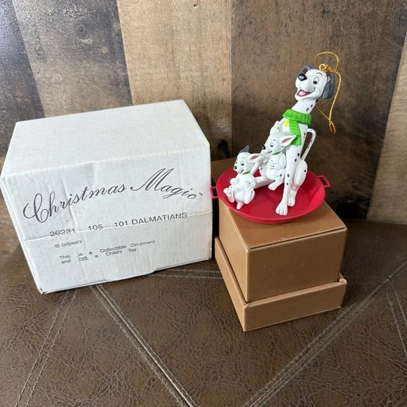 Vintage Grolier Disney Christmas Magic Ornament 101 Dalmatians 26231 1990s Box