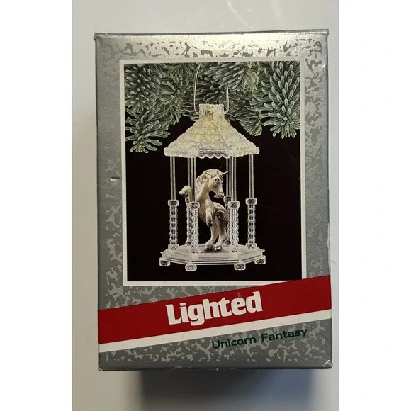 HALLMARK Keepsake Magic Lighted Christmas Ornament Unicorn Fantasy 1989 NEW