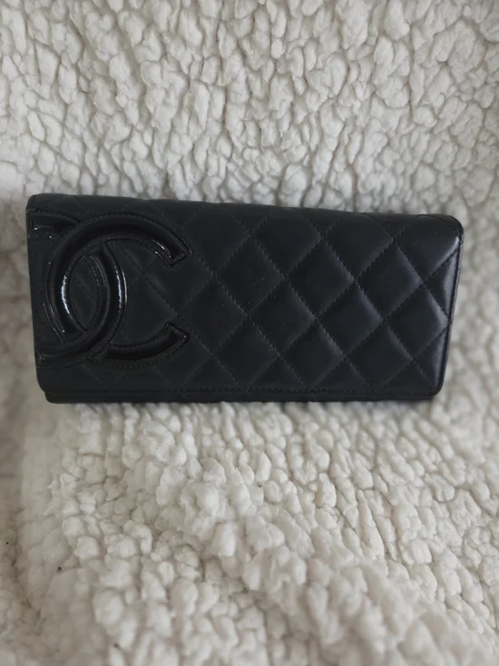 Chanel Quilted Black Leather Long Wallet