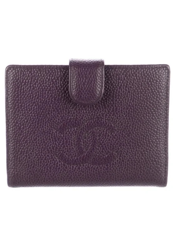 Chanel Caviar Leather Purple Compact Wallet