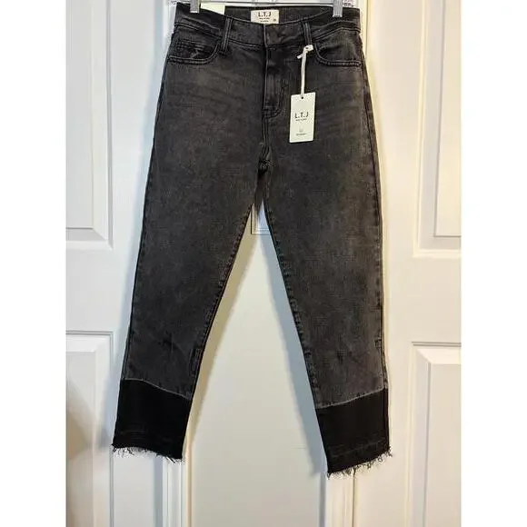 L.T.J Women's Cropped Black and Gray Two-Tone Jeans, Size 25 (308)