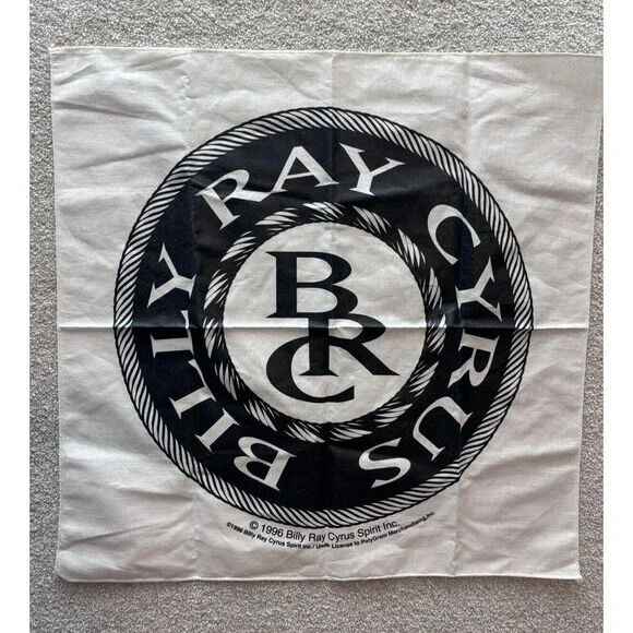 Billy Ray Cyrus Bandana Unisex OS White 1996 Vintage Concert Tour Merch BRC