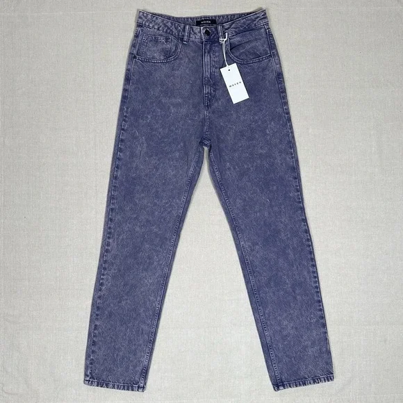 Waven‎ ASOS Purple Acid Wash Super High Waist Straight Leg Jeans Size 8 W30