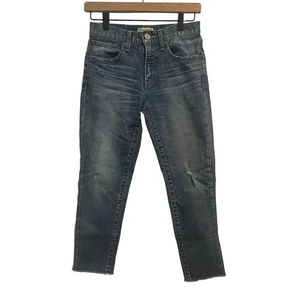 Moussy Vintage Velma Skinny Raw Hem Cropped Distressed Jeans Size 25