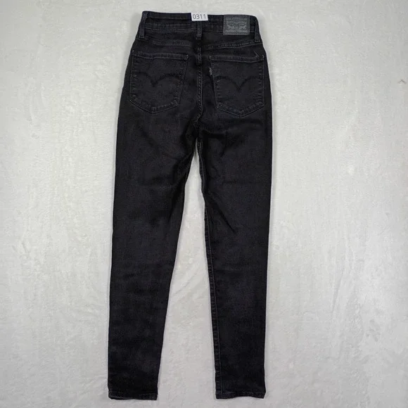 Levi's 721 High Rise Skinny Jeans Womens 26 Black Denim Slim Fit Classic Staple