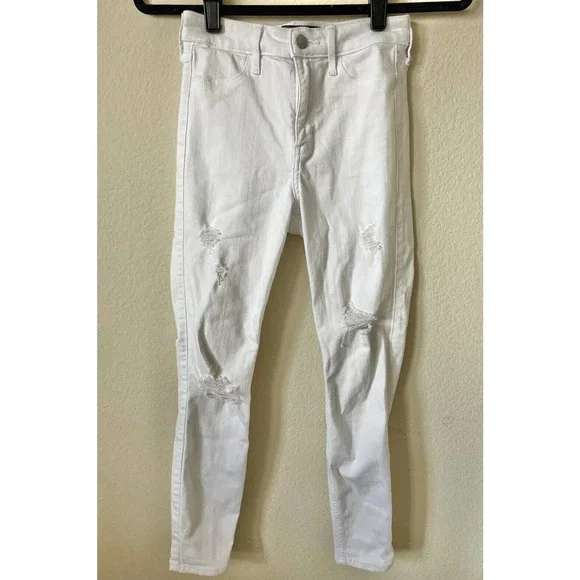 Hollister White Distressed High Waisted Women's Jeggings Jeans Size 1R W25 L26