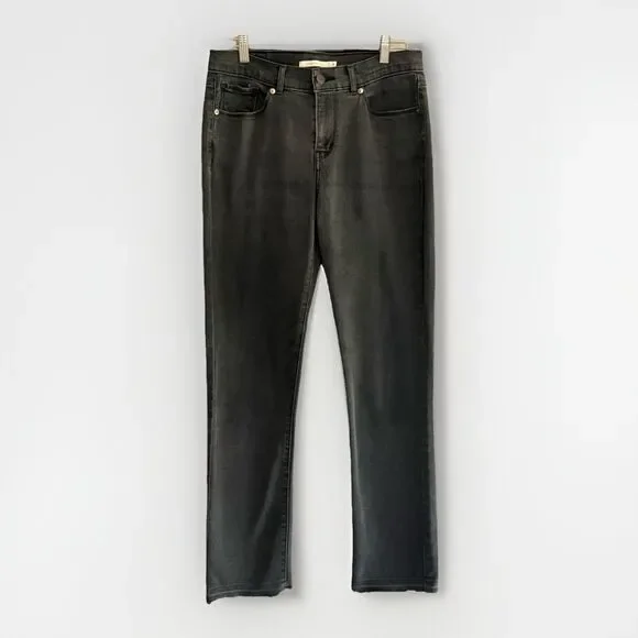 Levi's Classic Straight Jeans Charcoal Black Gray Stretch Denim High Rise 28/6