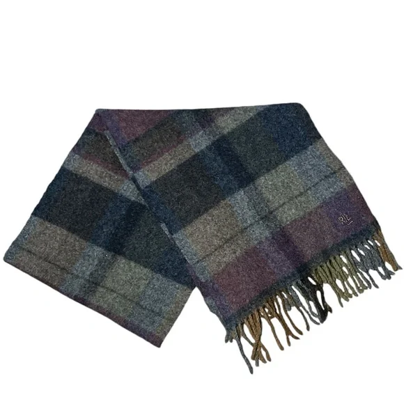 Lauren Ralph Lauren 100% Lambswool Fringe Scarf‎ 50” x 10.75”