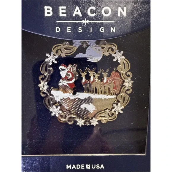 Beacon Design Ornament‎ ROOF TOP SANTA Christmas, Handcrafted In USA, 24 Kart