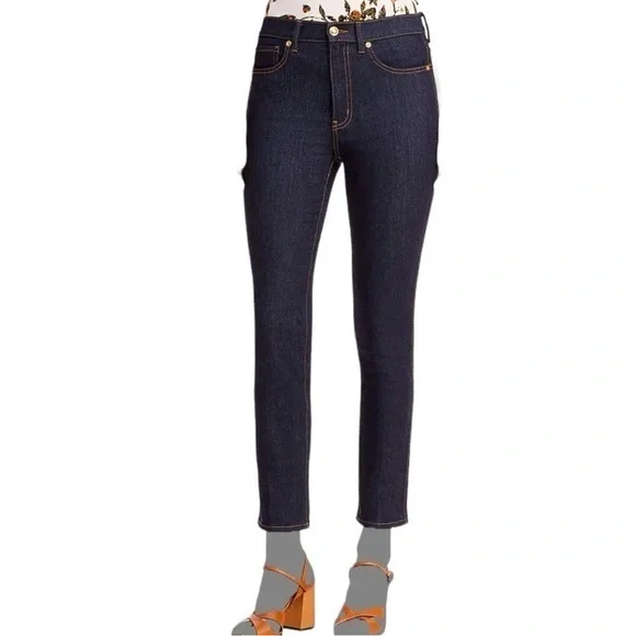 Tory Burch Midrise Ankle Straight Jeans size 24 in Dark Wash