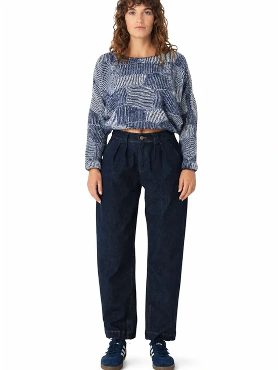 SKFK Skunkfunk Amata Pleated Dark Wash Jeans High Rise Straight Leg Size 6 NWT