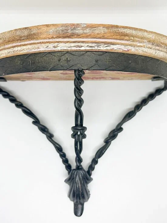 Wood Metal Wall Shelf Gothic Witchy Whimsigoth Medieval Twisted Rope Half Moon