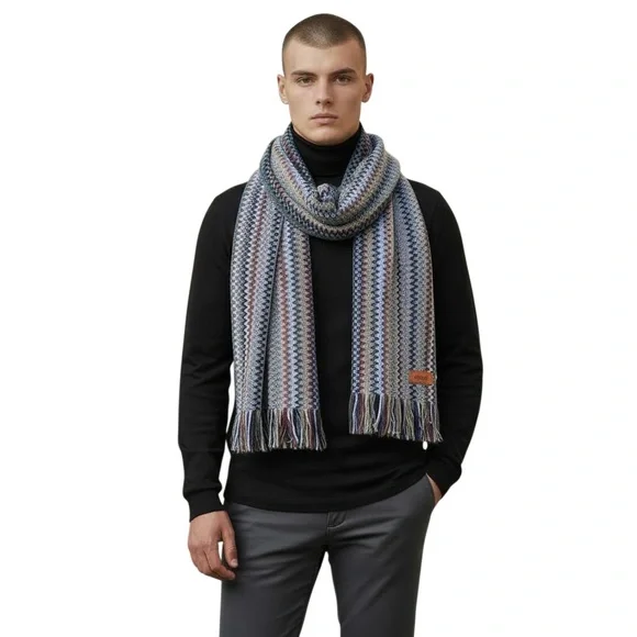 MISSONI Wool Blend Chevron Zig-Zag Scarf NWT