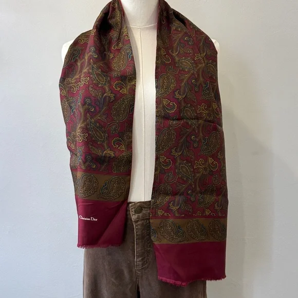 Rare Vintage Christian Dior Monsieur Silk/Wool Scarf – Made in Italy – 54”