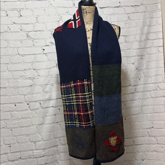 Vintage Napapijri Scarf wool blend with Red Cross Patch