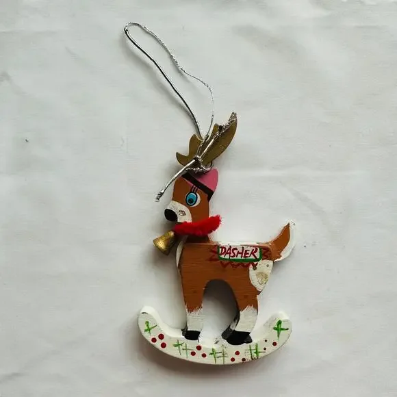 Vintage Hand Painted Santa's Reindeer 