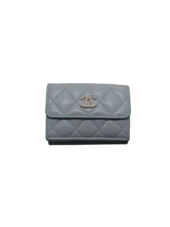 Chanel Quilted Caviar Leather GD Trifold Wallet