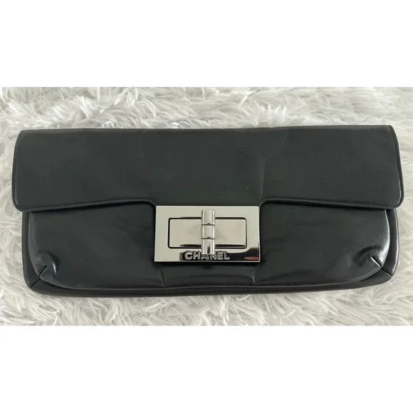 CHANEL Giant Reissue Mademoiselle Lock Flap Lambskin Leather Clutch Bag Handbag