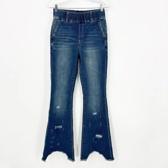 Juicy Couture Malibu Flare Jeans Size 26 Women Dark Wash Distressed Stretch