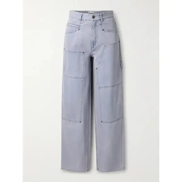 MARANT ÉTOILE Ophra paneled high-rise straight-leg cargo jeans in Blue