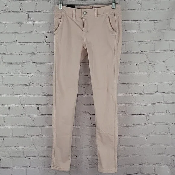 BLEULAB 8 Pocket Pink and Gray Feather Print Reversible Skinny Jeans. Size 27.
