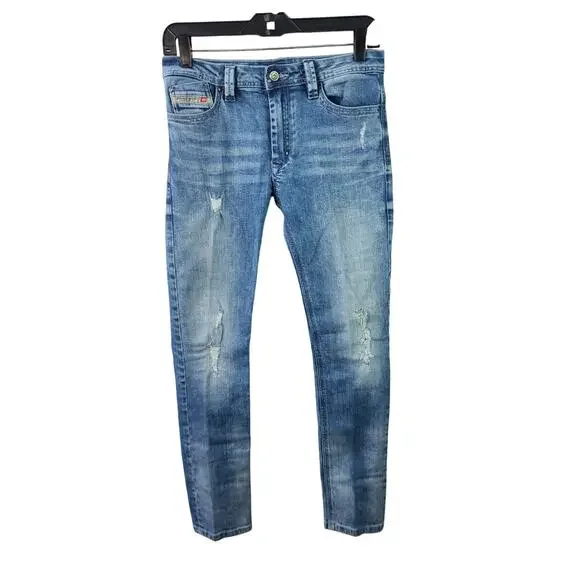 Diesel Blue Denim Distress Jeans Mid Rise 12 Y 28