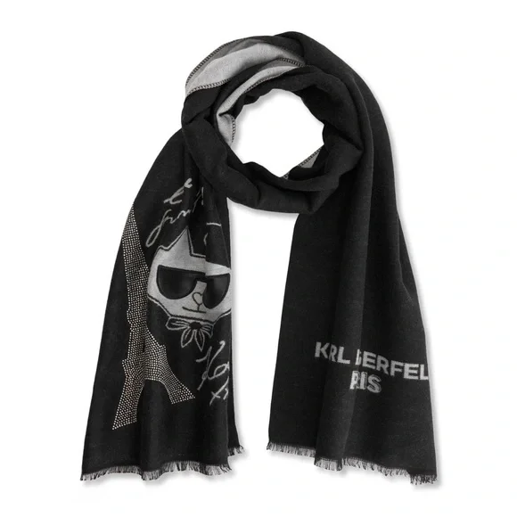 SCARF CHOUPETTE AND KRYSTAL EIFFEL MUFFLER SCARF Unisex black/grey embellished